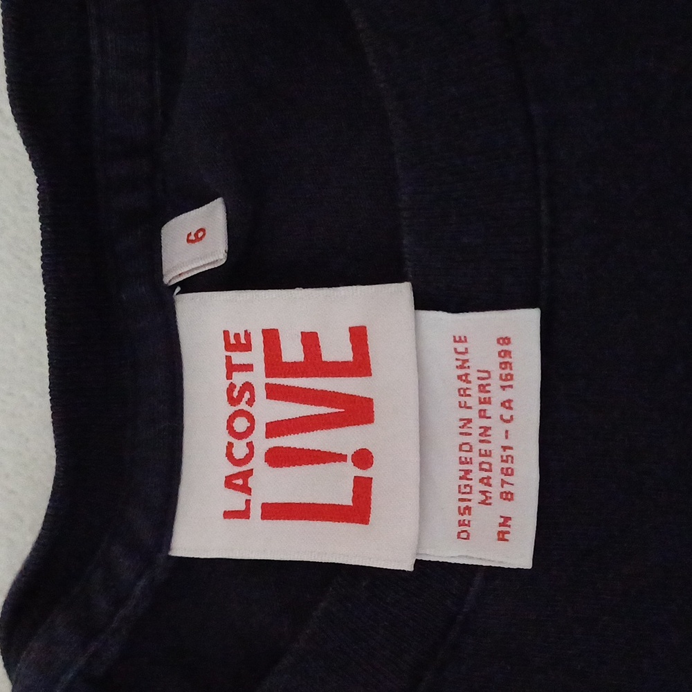 Lacoste Live Paris rare crewneck long sleeve navy tshirt 6 M/L - Picture 8 of 15